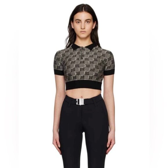 MISBHV, Wool and Silk Blend, Black & Taupe Monogram Polo - Multicolor. Size: S. - Picture 2 of 13